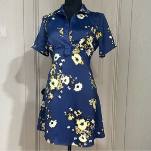 Oriental floral print dress | Royal Blue | Urban Outfitters